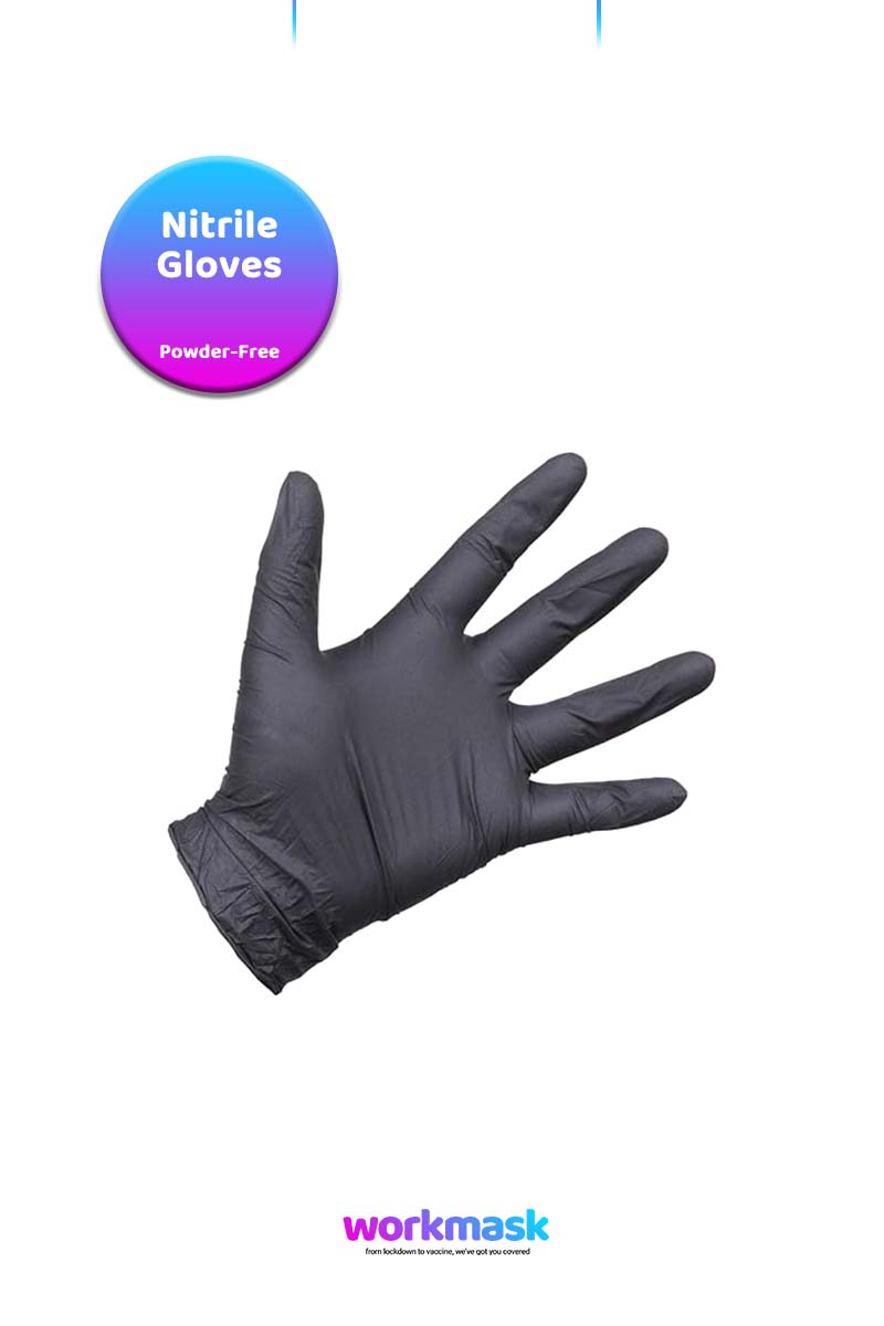Nitrile Gloves - Black - CE - Medical Grade - Powder Free - Choose Size